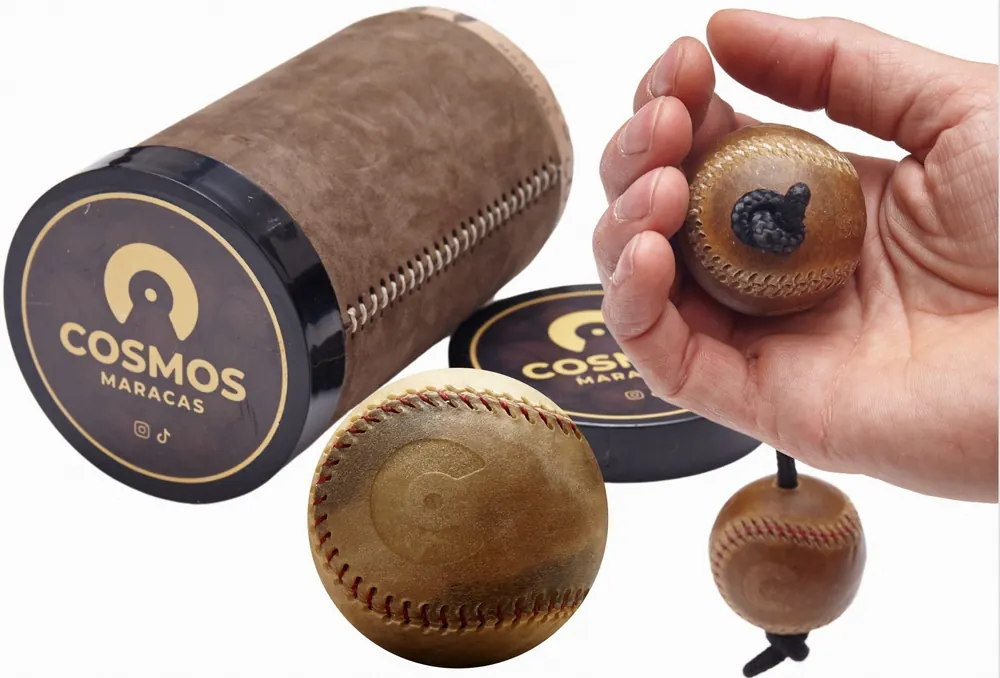 Cosmos Kit — maraca esférica de cuero, Ø 5 y 7 cm, 210 – 230 g